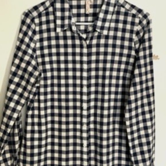 Red Camel Women's Blue and White Gingham Check Long Sleeve Button Down Top Sz M - Picture 1 of 7